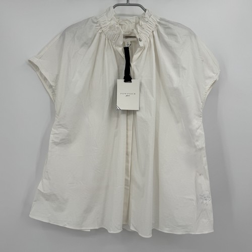 Pomander Place by Tuckernuck White Rae Blouse sz S Button Front Cotton Stretch