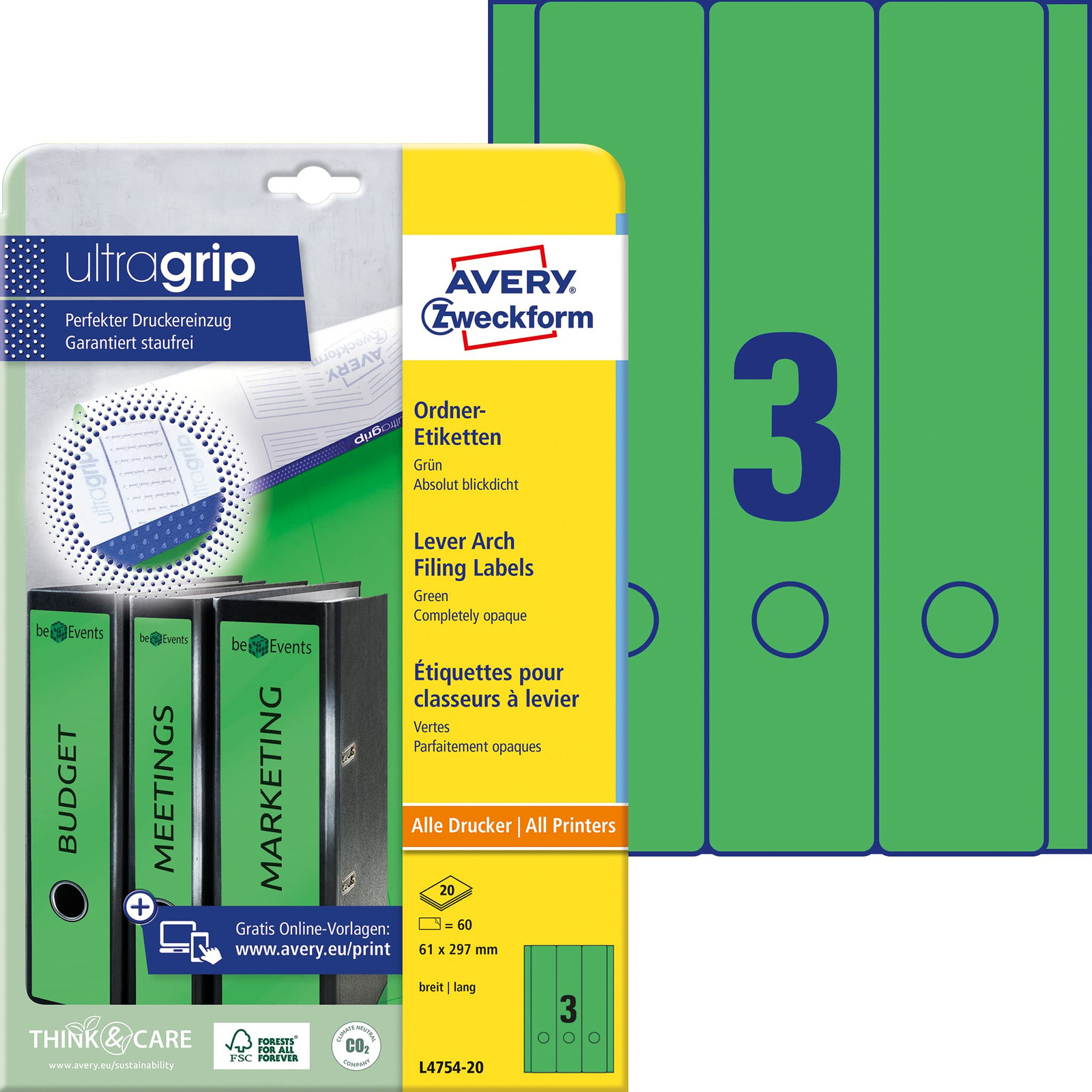 Avery Zweckform L4754-20 60 Folder Spine Labels (A4 60 Spine Labels, Width/Lengt