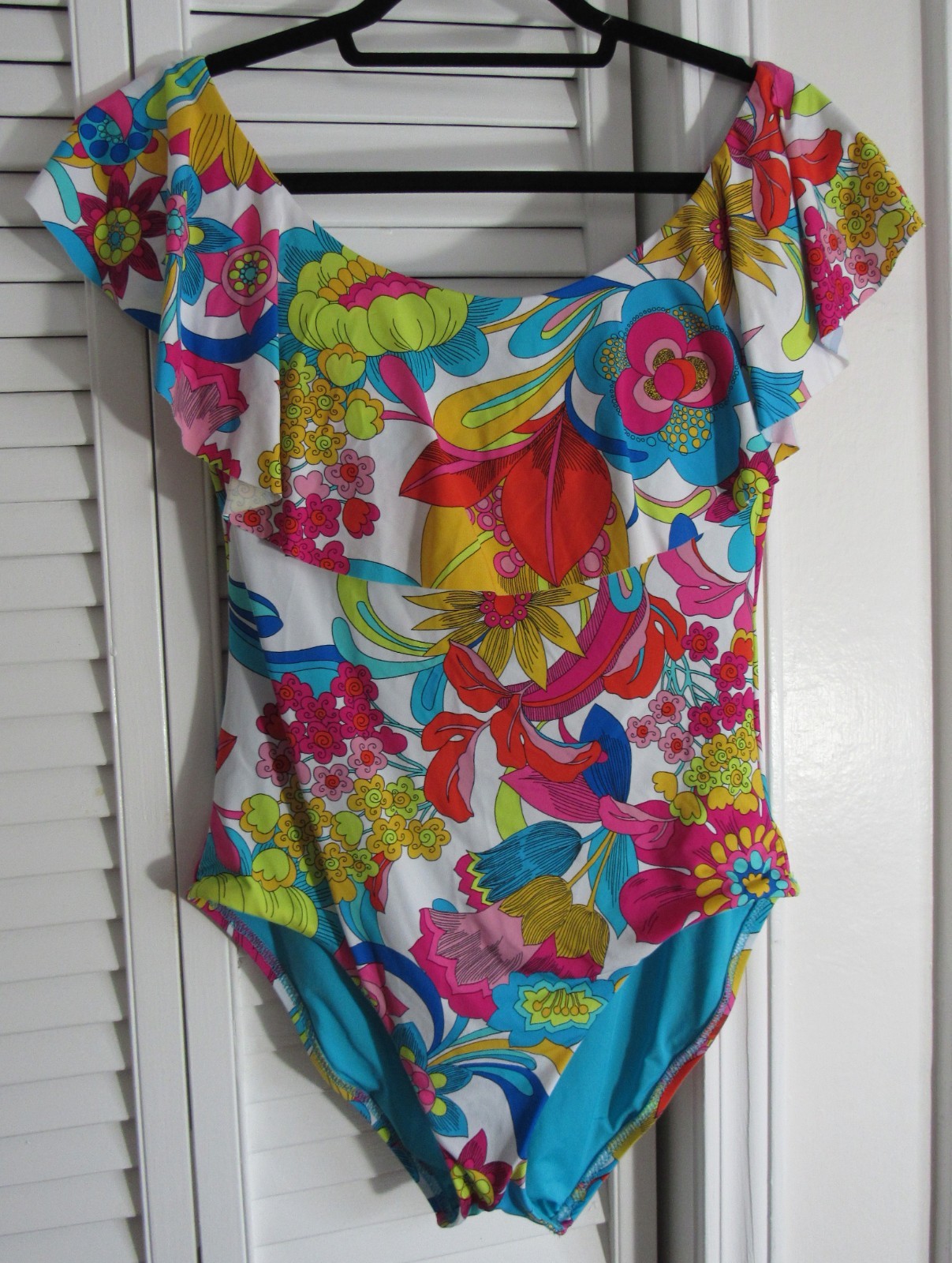 Trina Turk Flutter Ruffle Top One Piece Bathing Suit Size 10