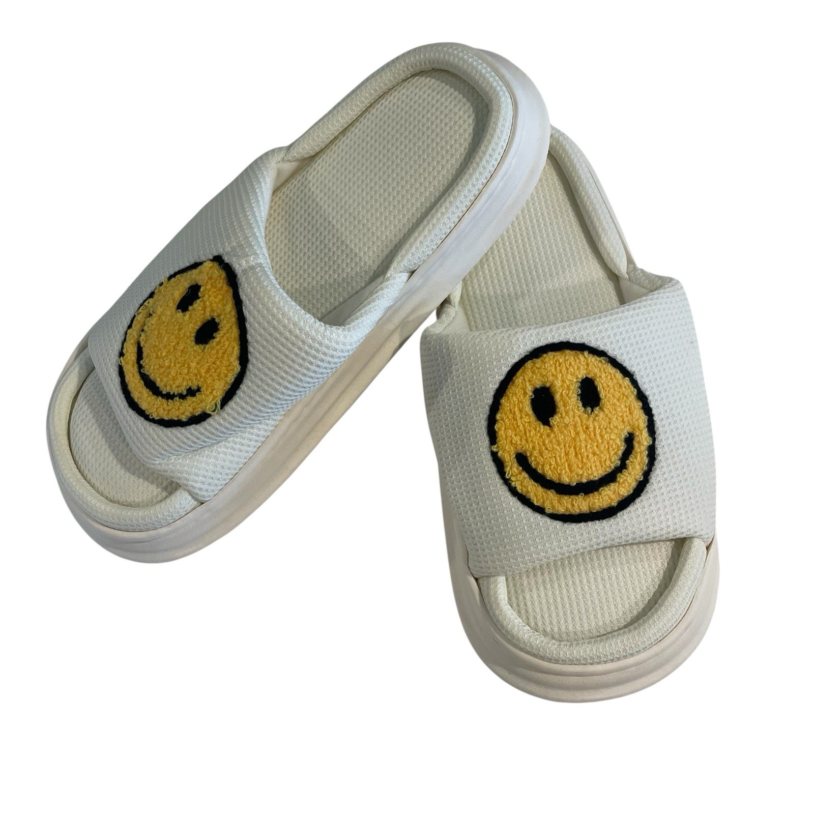 PANTOFOLA D’ORO Ciabatte donna avorio con faccina sorridente giallo nero taglia 9 5 10 slip on