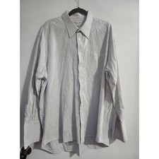 Christian Dior Chemise Mens 18.5 34/35 Pinstripe Cotton French Cuff Dress Shirt