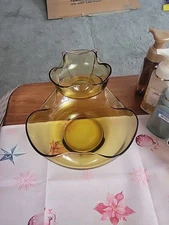 Vintage Anchor Hocking Chip and Dip Set  Amber