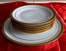 service à gâteaux en porcelaine de Limoges Chapus Frères doré or