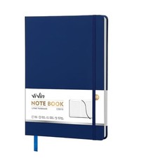 B5 College Ruled Notebook for Work,6.9"x9.8" Leather 1 Pack Navy Blue