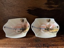 Vintage japanische SHOFU kleine Fingerschalen / Tabletts x 2 Made in Japan