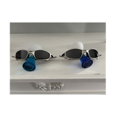 Oakley Juliet 04-114A Silver Metal Oval Sunglasses Black Plastic Lens 135mm