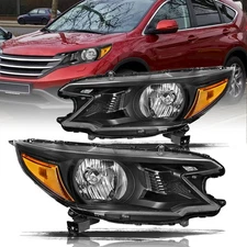For 2012 2013 2014 CRV CR-V Headlamp Black Halogen Headlights Assembly Pair12-14