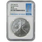 2024 W American Silver Eagle MS 70 NGC Burnished $1 Coin First Day
