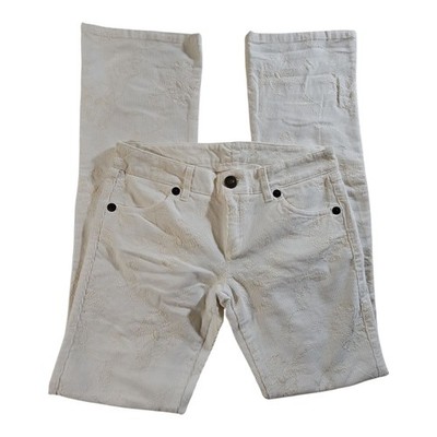 United Colors of Benetton Ivory Corduroy Floral Embroidered Pants Women s 12 Ita