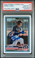 Derek Curiel Signed 2023 Panini USA Stars & Stripes LSU Tigers Card Auto -PSA 10
