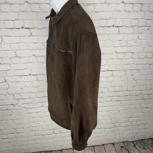 Alf Brown Microsueded Fleece Windproof Full Zipped Collared Jacket Size Medium M - Picture 14 of 14