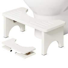 Bamboo Toilet Stool Squat Adult, Foldable Squatting Potty for Adults, White