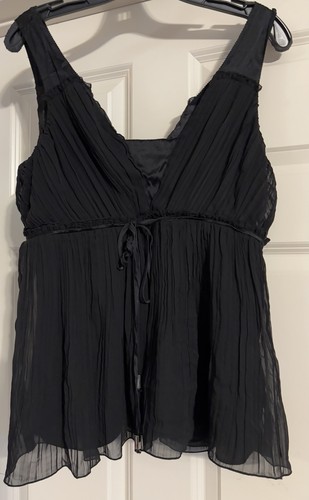 White House Black Market Boho Empire Taille Gr. L Akkordeonfalte V-Ausschnitt