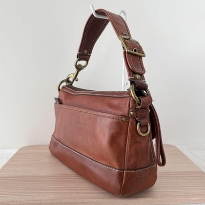 COACH 65th Legacy Turnlock One Shoulder Bag Leather Brown Used