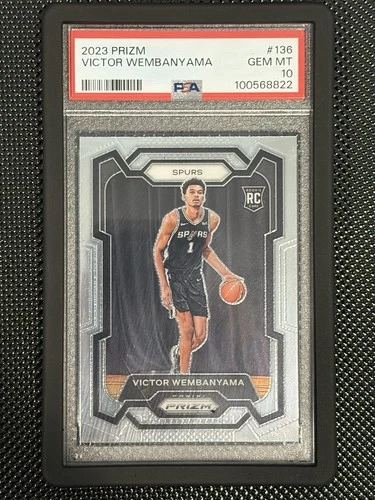 (PHOTOS) 2023 PANINI PRIZM #136 VICTOR WEMBANYAMA ROOKIE RC PSA 10