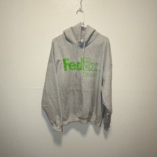 Vintage Hanes FedEx Ground Gray Fleece Pullover Hoodie Men's 2XL Long Sleeve