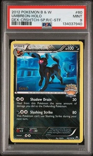 2012 Pokemon Dark Explorers Umbreon Holo Crosshatch Staff #60 PSA 9