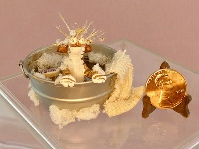 Witty Kitty Cat Getting a Bath by Artist, Paula Welberry