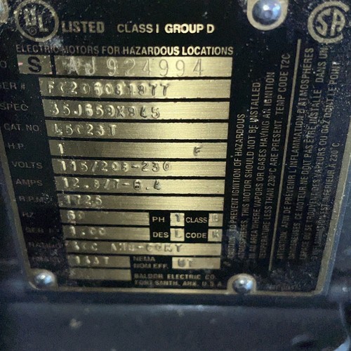 BALDOR 1HP AC XPFC ELE MOTOR 40C 115/230 VAC 1 1725 RPM L5023t 143t Fr See Pics - Picture 7 of 13