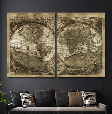 OLD WORLD Abstrakt Leinwand BILD-SET Schwarz Grau Modern Gemälde Antike Welt XXL - Bild 1 von 4