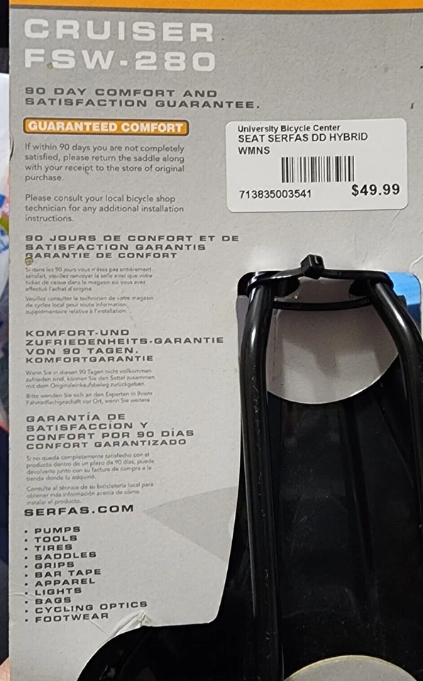 Asiento de bicicleta Serfas para mujer DD HYBRID sillín de bicicleta I.C.S. Cruiser FSW-280 Foto 4 de 4