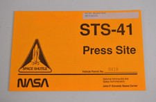 NASA STS-41 Press Site Gate Pass Discovery Space Shuttle Ulysses Launch Orange