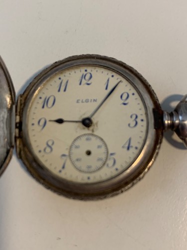 1919 Elgin Pocket Watch 3/0s Grade 462 Model 2 7J Working Coin Silver