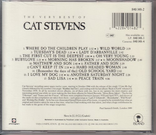 THE VERY BEST OF CAT STEVENS CD GREATEST HITS ***FREE POST IN OZ*** - Picture 2 of 2