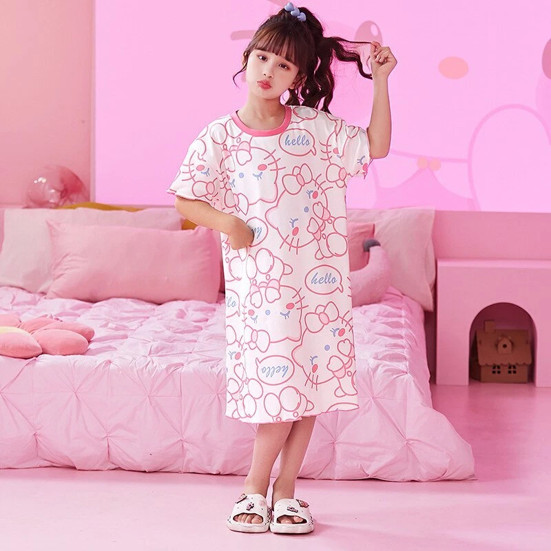 HelloKitty Cinnamoroll Melody Kuromi Kirby Nightdress Pajamas Dress kid  2023gift