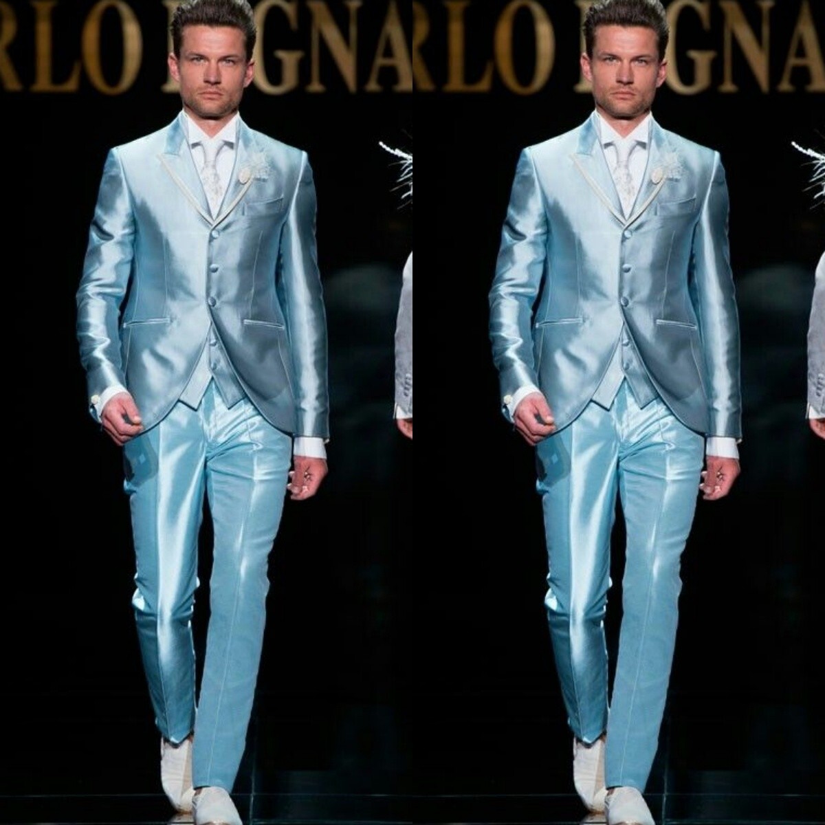 Tuta da uomo in raso blu per eventi formali