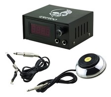 Tätowierung Set Netzteil LCD Digital Tattoo Netzgerät Fußpedal & Clipcord Kabel