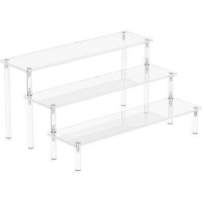Acrylic Display Risers, 3 Tier Clear Perfume Organizer Stand, Large Shelf Riser