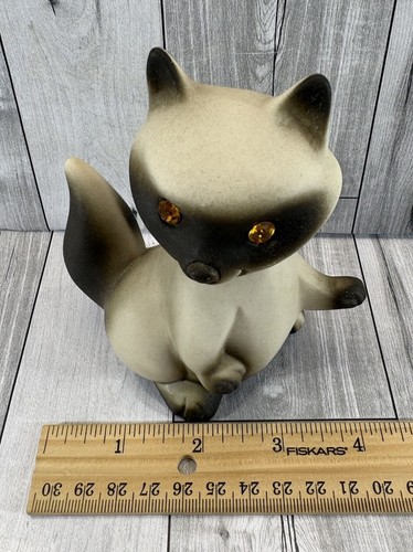 Vintage 1950s Racoon Tanuki Roselane Pottery Rhinestone Sparkle Eyes California - Picture 12 of 13