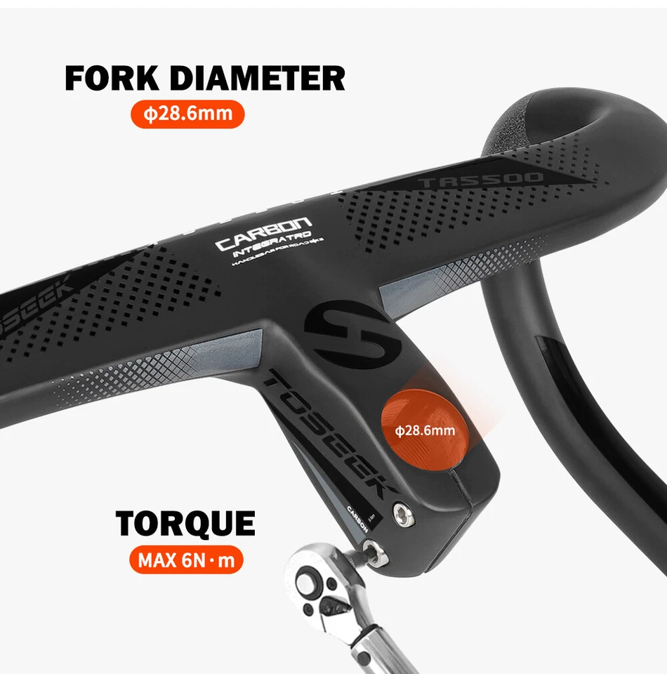 Manillar de fibra de carbono integrado bicicleta de carretera barra de caída manillar aero 400/420/440 Foto 4 de 4