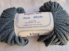 NEW VINTAGE SLATE BLUE/GRAY BRAIDED ELEGANCE CORD 6mm 100yds - CRAFT MACRAME