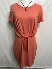 Express Orange Tie Waist T Shirt Dress SzM Faux Tie Front Bottom is fully lined