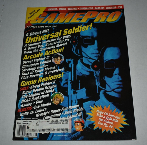 GAMEPRO #37 Aug 1992 Vintage Video Game Magazine Universal Soldier - 第 1/5 張圖片