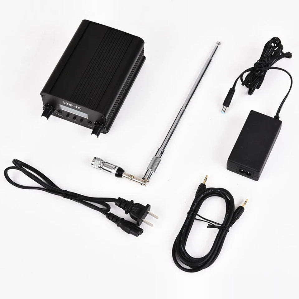 Transmisor FM Iglesia 7/1W Mini Radio Estéreo Estación PLL Negro con Antena CZE7C Foto 4 de 4