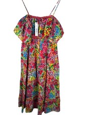 Alice & Olivia Cold-Shoulder Eyelet Midi Dress Size 0 Colorful Garden Floral