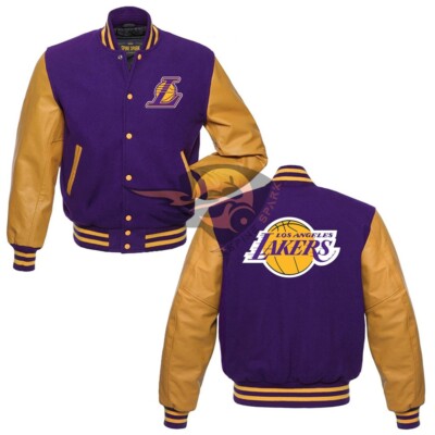 Los Angeles Lakers NBA Purple Varsity Jacket With Gold Yellow Leder Sleeves