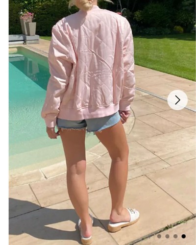 Lady Quilted Satin Puffer Bomber Jacket lack, Pink,White color UK SIZE 8-16 - Picture 5 of 7