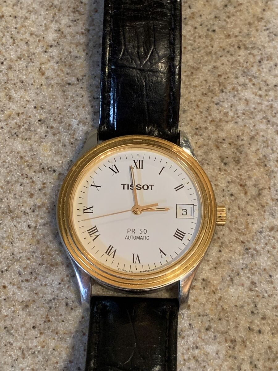 TISSOT PR 50 Automatic 25 Jewel Men's watch date white gold TISSOT PR 50 Automatic 25 Jewel Men's watch date white gold