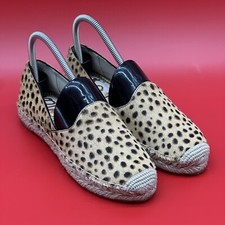 Sam Edelman Kesia Animal Print Real Fur Espadrille Loafers Flats Size 5.5M NWOB