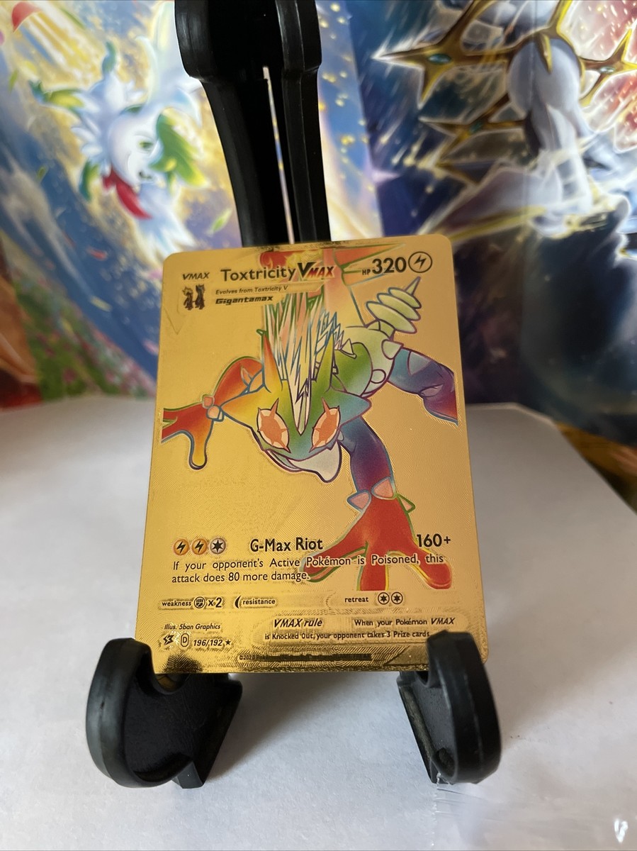 Toxtricity VMAX Rainbow Gold Foil Pokemon Card 🔥Fan Art🔥N/M | eBay