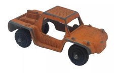 Vintage Tootsie Toy Metal Orange Car Baja Run 1950s? USA Made Hollow No Bottom