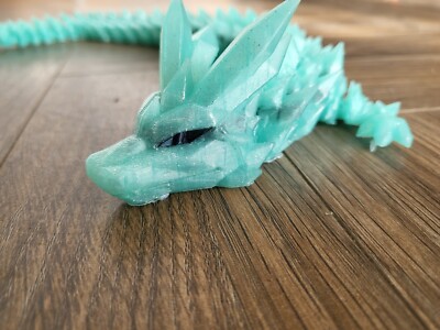 Gelenkdrache durchscheinend Glitzer grün 3D gedruckt Zappelspielzeug 41cm Flexi