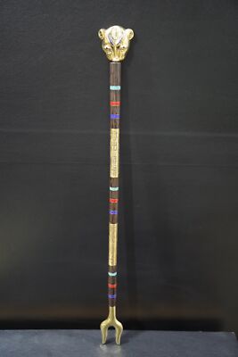 Double-faced Sekhmet's Stick with Egyptian Scarab: Symbols of Transformation