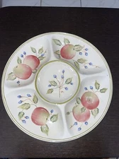 Chip And Dip Serving Dish Bowl Hand Painted cherry fruit Printed Capriware