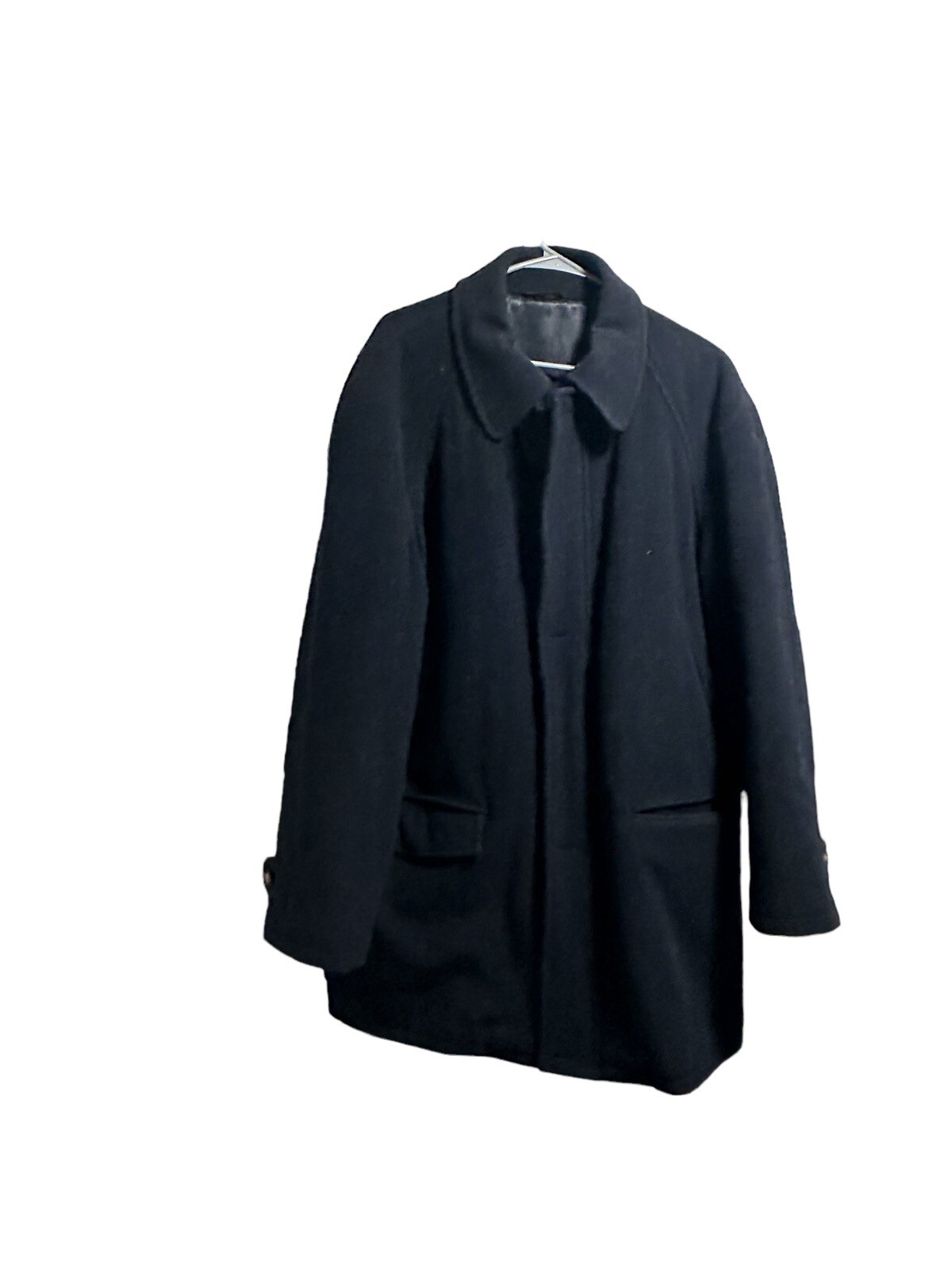 rare vtg brescia  burberrys black coat wool cashmere blend zip buttons men  44r