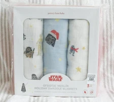 Pottery Barn Kids Baby Star Wars Holiday Organic Cotton Muslin Blanket Set 